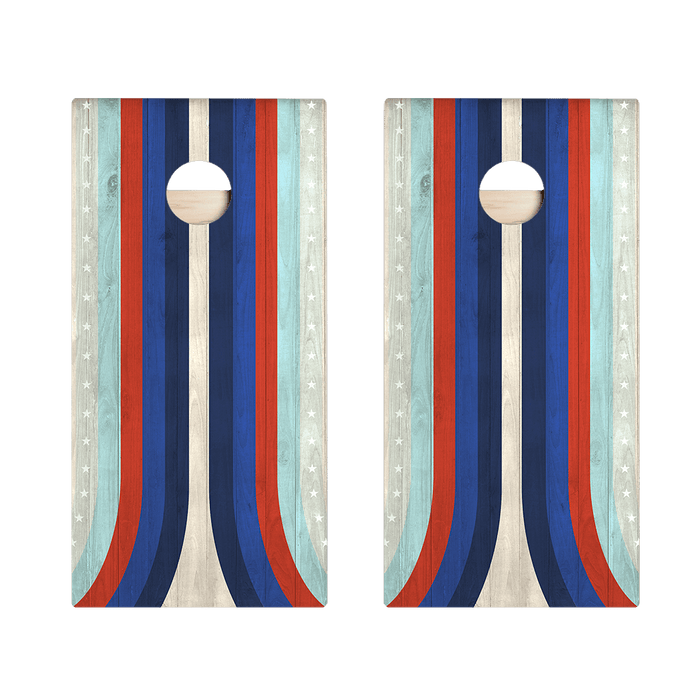 American Moto Curved Stripes Star Cornhole Boards - ACA - 000299 | American Cornhole Association