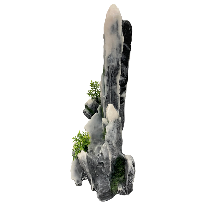 Aquarium Fish Tank Ornament - Tall Rocks with Plastic Plants