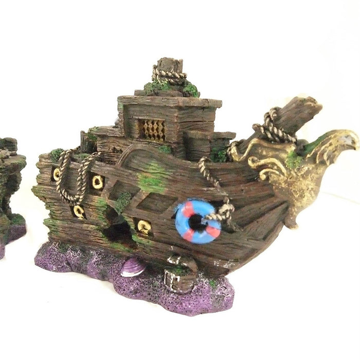 Aquarium Ornament - Large 2 Piece Ship Wreck Boat