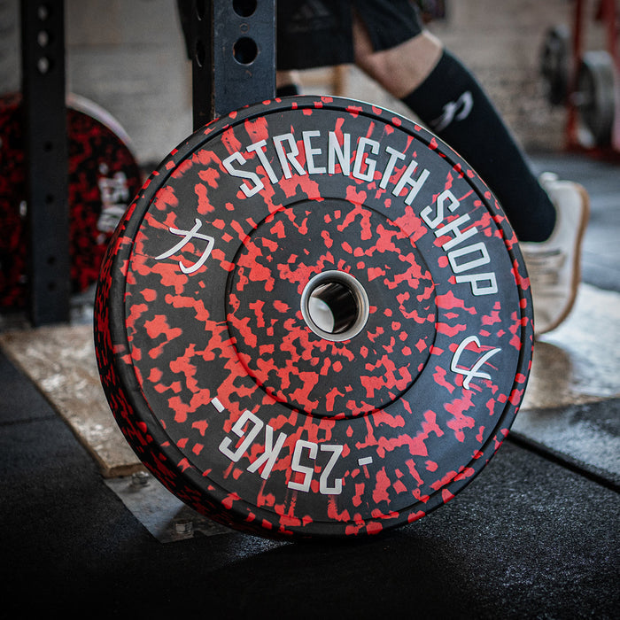 B-WARE Fleck Rubber Bumper Plates – Colour Coded, 5kg-25kg - Strength Shop