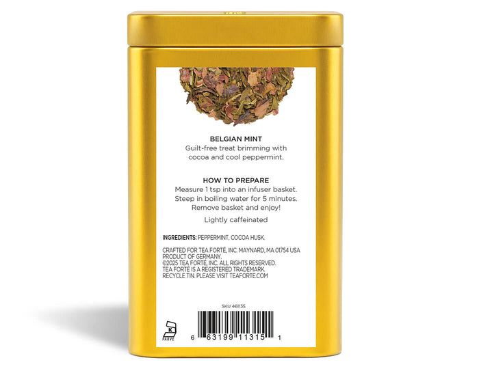 Belgian Mint Loose Leaf Tea Canister - back view
