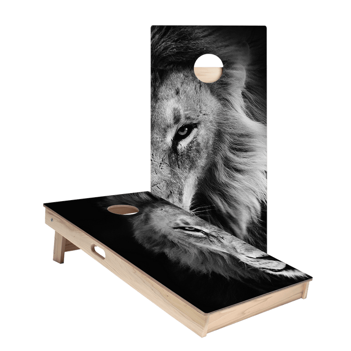 Black And White Lion Star Cornhole Boards, - American Cornhole Association