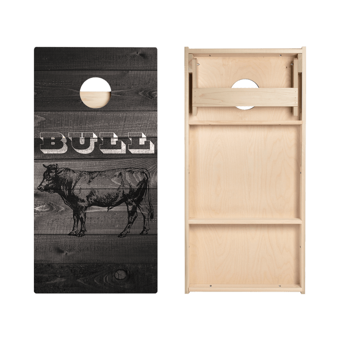 Black Barnwood Bull Star Cornhole Boards - ACA - 000295 | American Cornhole Association