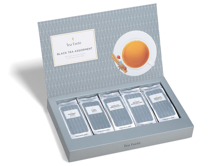 Single Steeps Sampler Black tea assortment, open