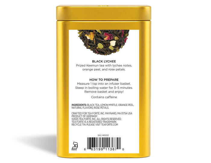 Black Lychee Loose Leaf Tea Canister - back view
