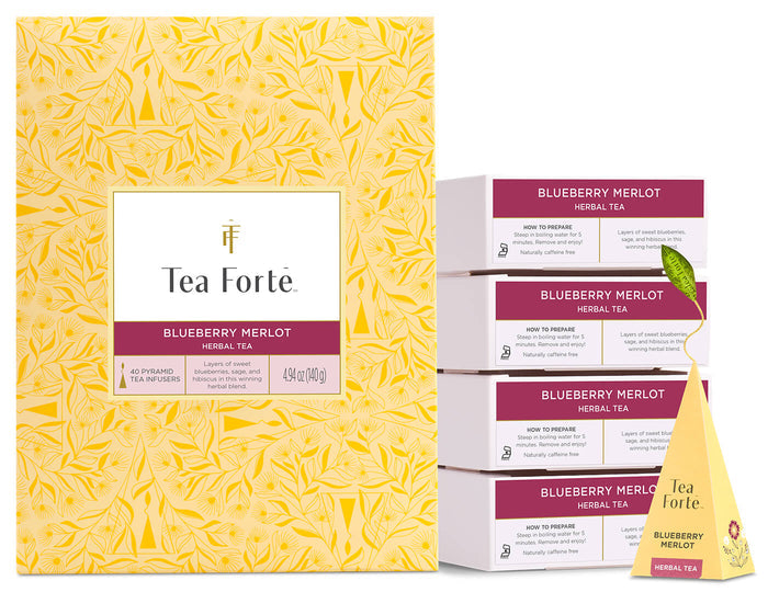 Blueberry Merlot Event Box 40ct, open with infuser