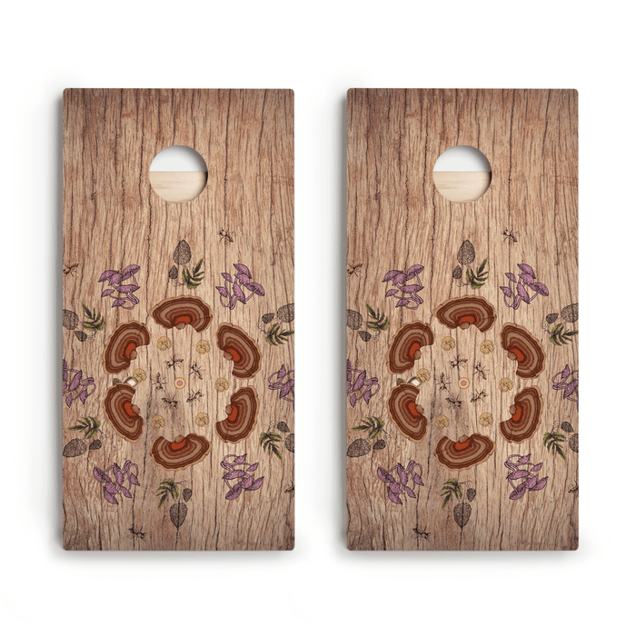 Boho Mushroom Star Cornhole Boards - ACA - 000492 | American Cornhole Association