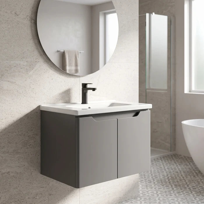 Carbon Steel Basin Cabinet Set in a room setting