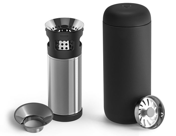 Carter Infuser Set 16oz Matte Black with infuser to the side and splash guard