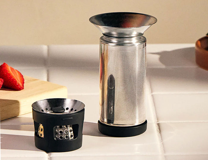 Carter Infuser Set infuser with funeel on top and lid off