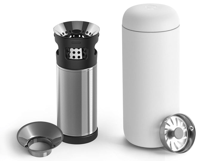 Carter Infuser Set 16oz Matte White mug with lid and infuser for loose tea