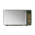 Green microwave oven with metallic finish on a white background
