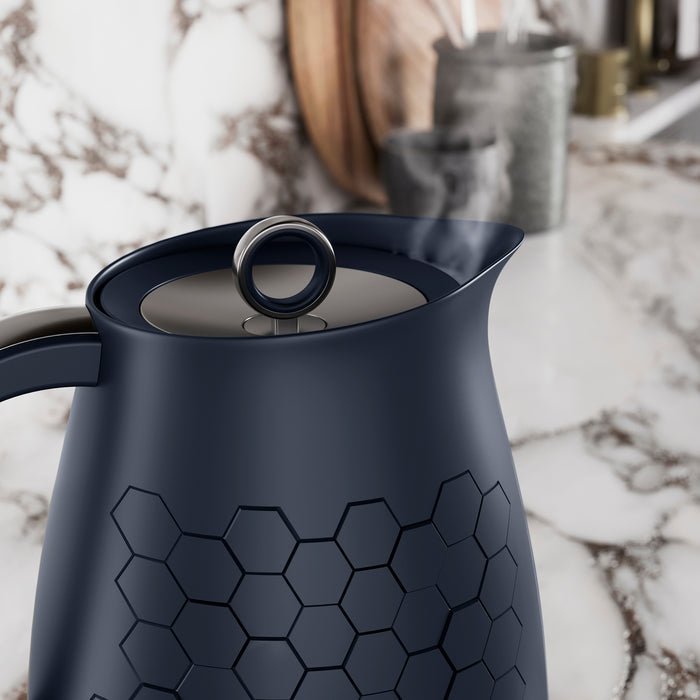 Blue Electric Kettle in Kitchen