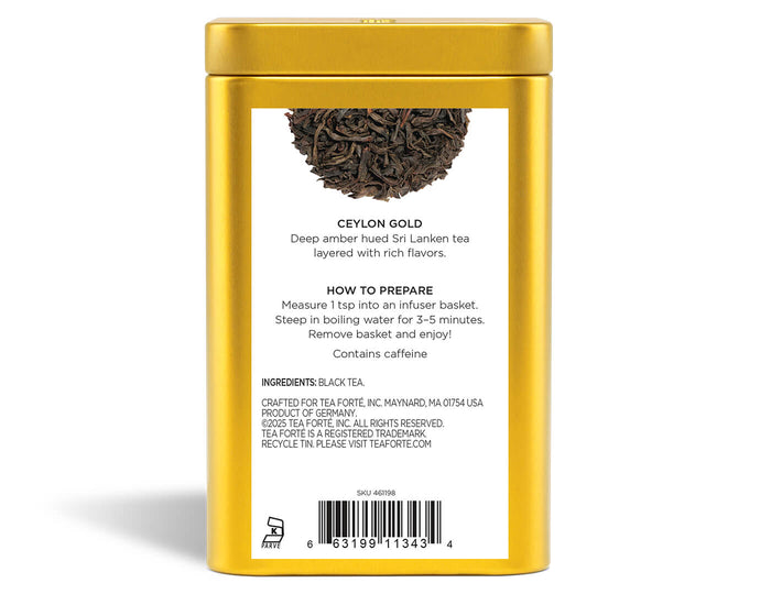 Ceylon Gold Loose Leaf Tea Canister - back view