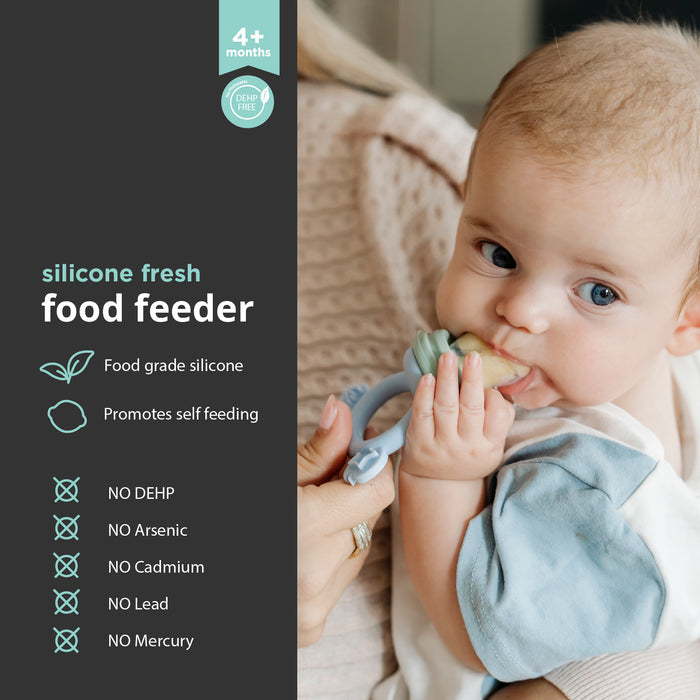 Cherub Baby Silicone Baby Fresh Food Feeder / Nibble Tray / Replacement Net 2pk Bundle – Dusty Rose/ Sand