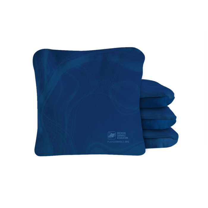 Classic Blue Lock Shot Cornhole Bags with dual-sided microsuede control fabric by the American Cornhole Association.