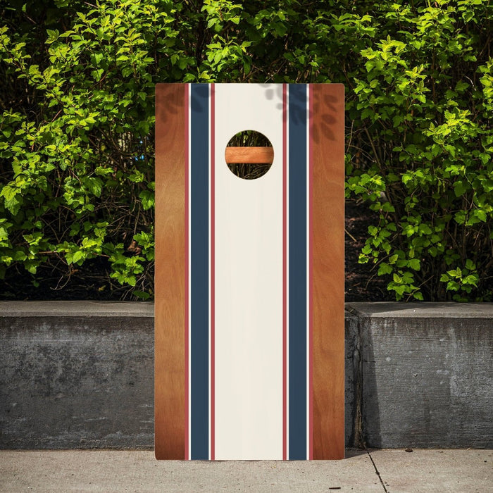 Classic Stripes Mahogany Cream, Blue, and Mauve Backyard 2400 Cornhole Boards - WACA-000423 | American Cornhole Association