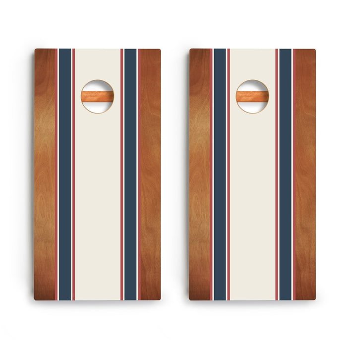 Classic Stripes Mahogany Cream, Blue, and Mauve Backyard 2400 Cornhole Boards - WACA-000423 | American Cornhole Association