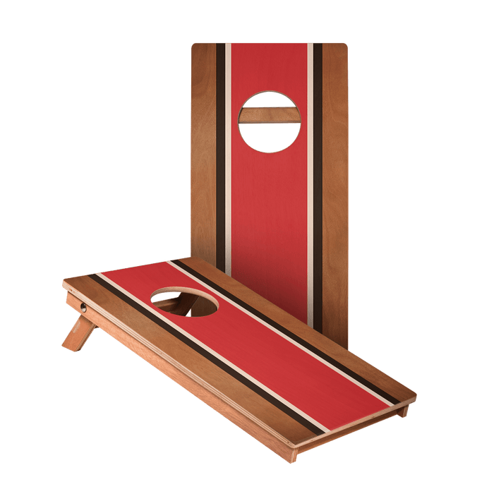 Classic Stripes Mahogany Red, Black, and White Backyard 1x2 ft Cornhole Boards - American Cornhole Association