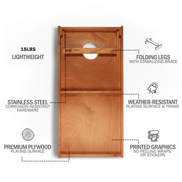 Classic Stripes Natural Wood Blues Backyard 2400 Cornhole Boards - WACA-000422 | American Cornhole Association