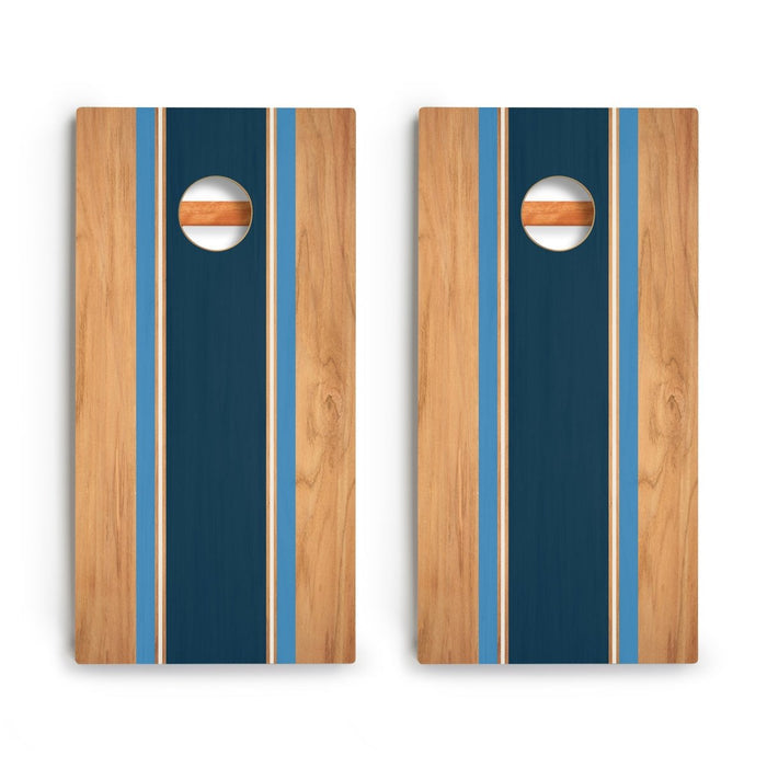 Classic Stripes Natural Wood Blues Backyard 2400 Cornhole Boards - WACA-000422 | American Cornhole Association