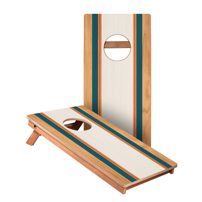 Classic Stripes Teal Orange Backyard 1x2ft Cornhole Boards - WACA-500463 | American Cornhole Association