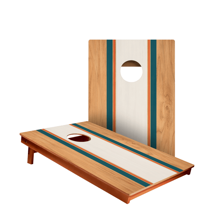 Classic Stripes Teal Orange Backyard 2300 Cornhole Boards - WACA-900463 | American Cornhole Association
