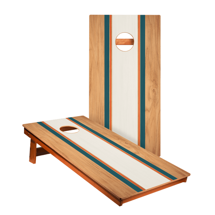 Classic Stripes Teal Orange Backyard 2400 Cornhole Boards - WACA-000463 | American Cornhole Association