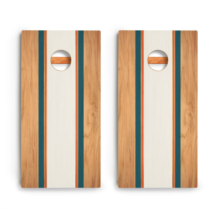 Classic Stripes Teal Orange Backyard 2400 Cornhole Boards - WACA-000463 | American Cornhole Association