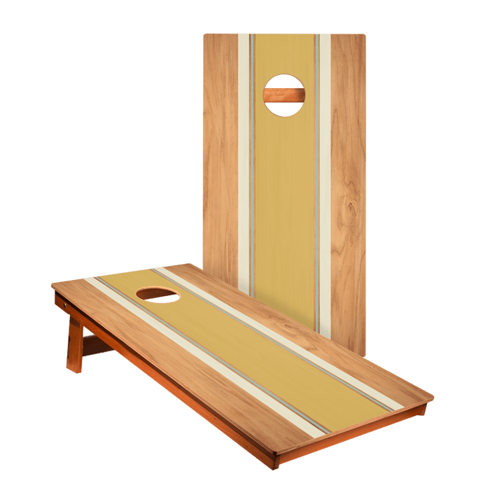 Classic Stripes Yellow White Blue Backyard 2400 Cornhole Boards - WACA-000464 | American Cornhole Association