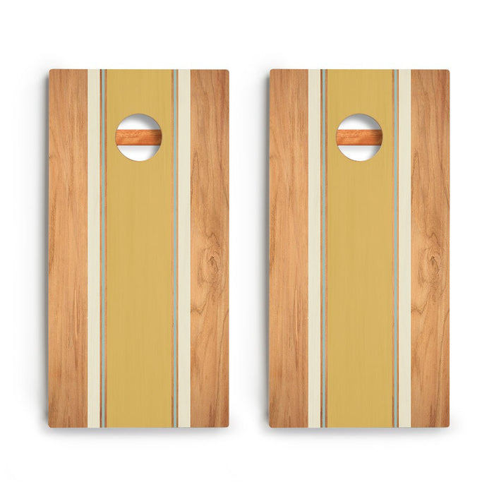 Classic Stripes Yellow White Blue Backyard 2400 Cornhole Boards - WACA-000464 | American Cornhole Association