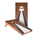 Classic Triangle Blue Mauve and Ivory Stripes Backyard 1x2 ft Cornhole Boards - WACA-500456 | American Cornhole Association