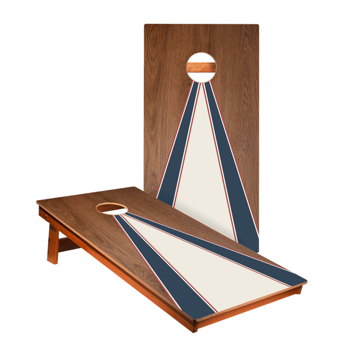 Classic Triangle Blue Mauve and Ivory Stripes Backyard 2400 Cornhole Boards - WACA-000456 | American Cornhole Association