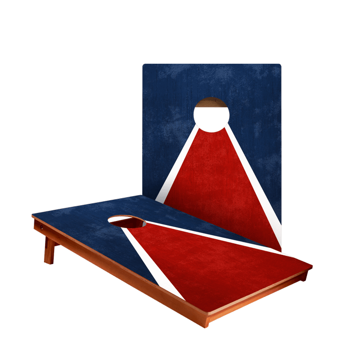 Classic Triangle Blue Red White Distressed Backyard 2300 Cornhole Boards - WACA-900458 | American Cornhole Association