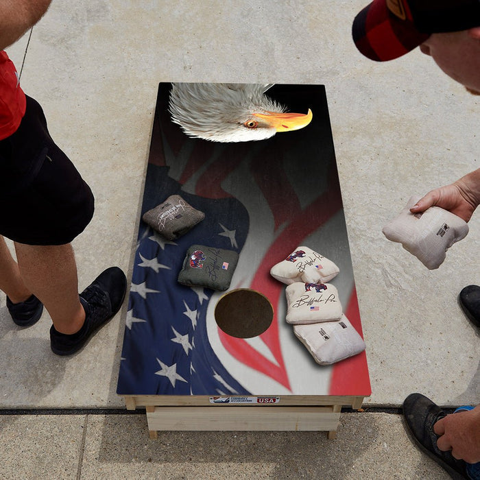 Cloth American Flag With Eagle Star Cornhole Boards - ACA - 000025 | American Cornhole Association