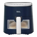 Navy blue Morphy Richards air fryer on a white background