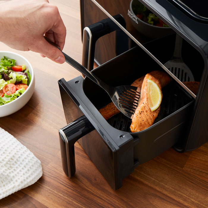 salmon in a dual air fryer drawer