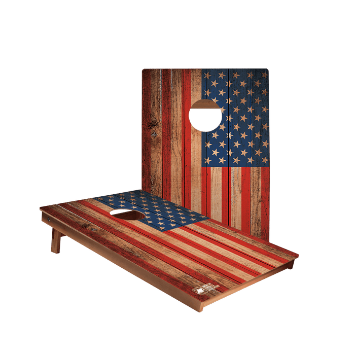 Distressed Wood Flag Backyard 2300 Cornhole Boards - WACA - 900414 | American Cornhole Association