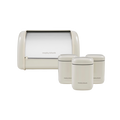 Morphy Richards cannisters and bread bin on a white background