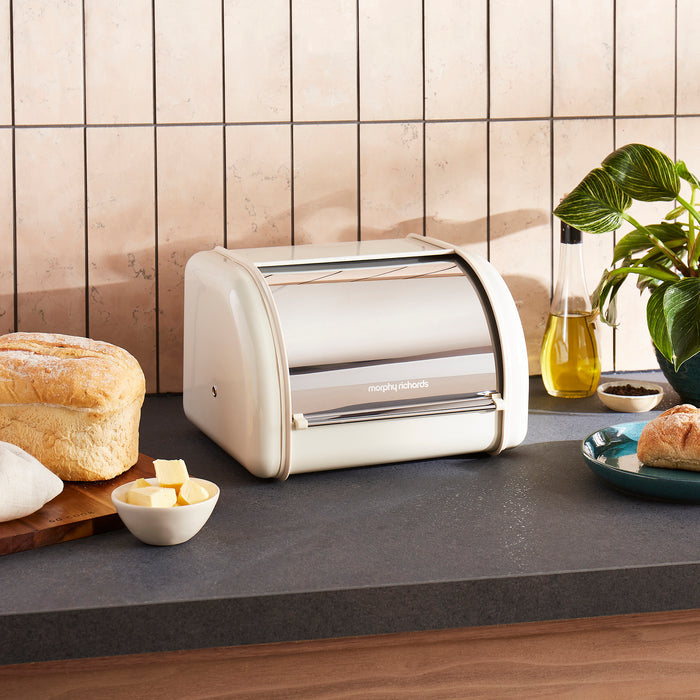 Morphy Richards bread roller on a kitchen counter with bread and butter