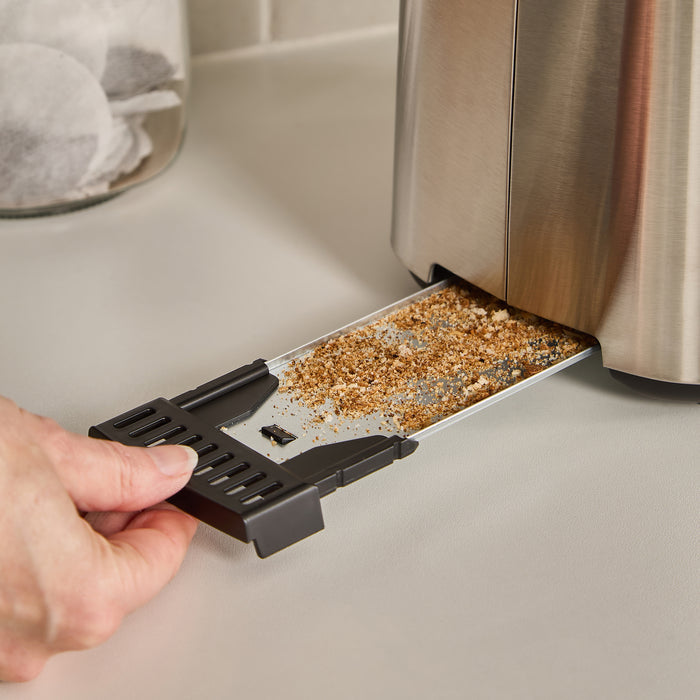 Crumb tray in Crome Toaster