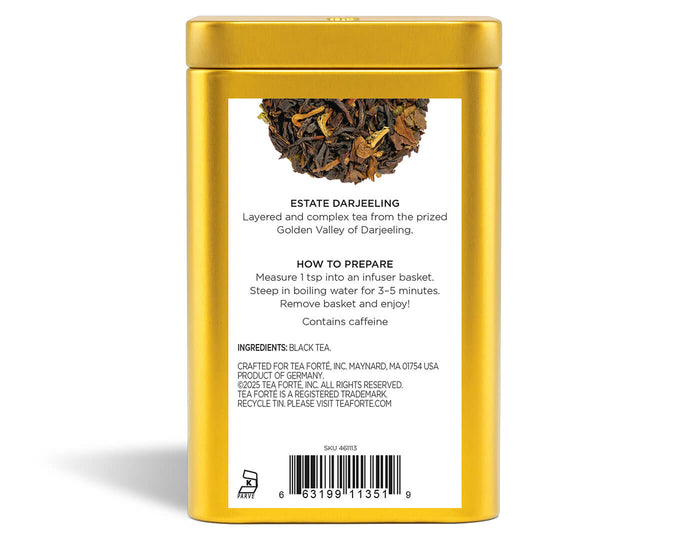 Estate Darjeeling Loose Leaf Tea Canister - back view