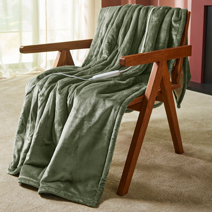 EverCosy Small Fleece Electric Heated Throw - Green