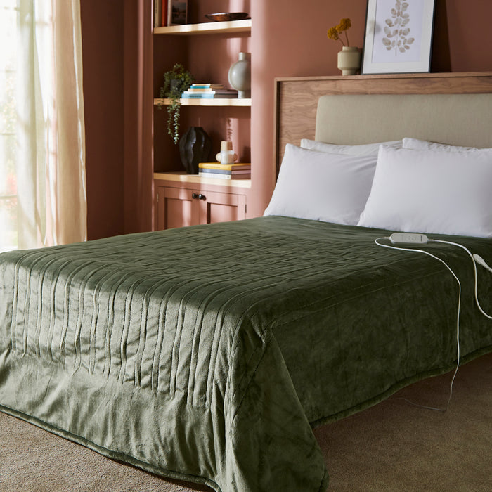 EverCosy Small Fleece Electric Heated Throw - Green