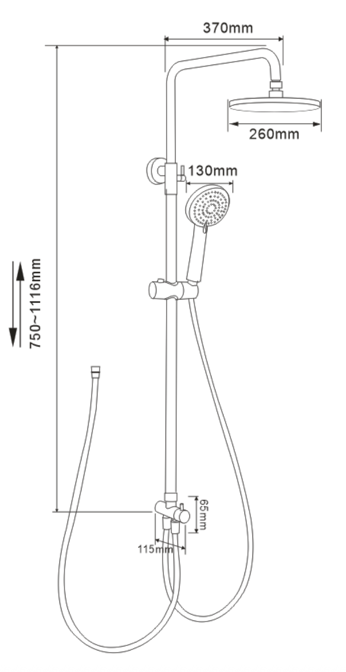 Exposed Shower Bar Set (for Instant Water Heater used) - Grey