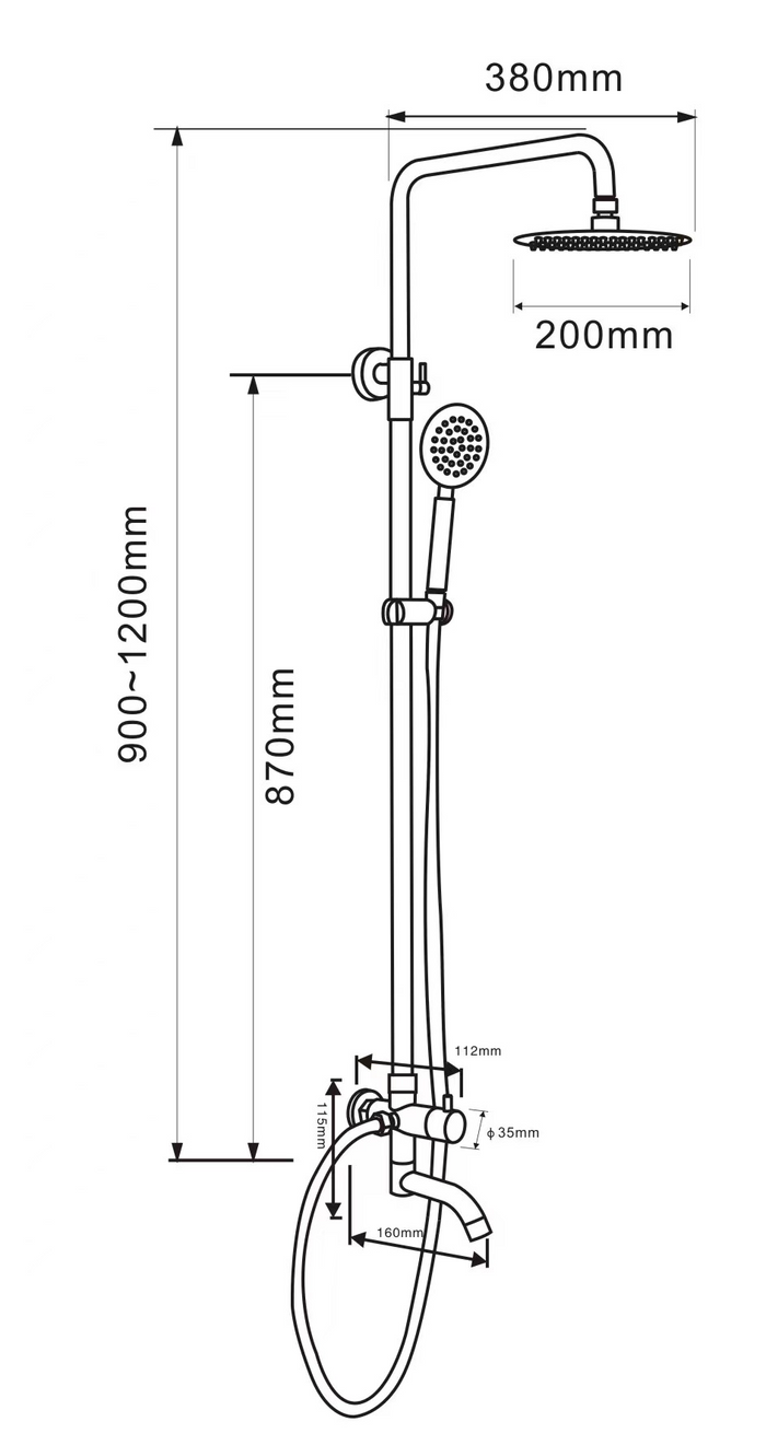 Exposed Shower Bar Set (for Instant Water Heater used) - Satin