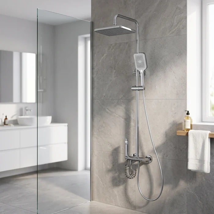 Exposed Shower Set - Chrome in a room setting