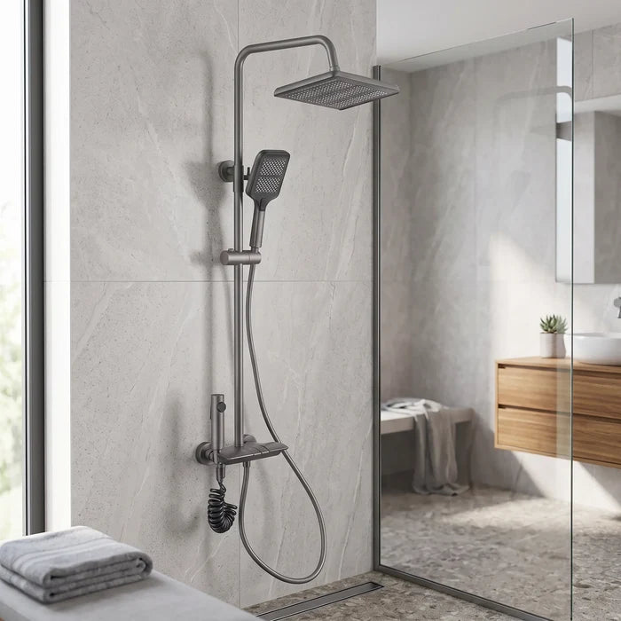 Exposed Shower Set - Grey in a room setting