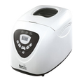 White bread maker with digital display on a white background