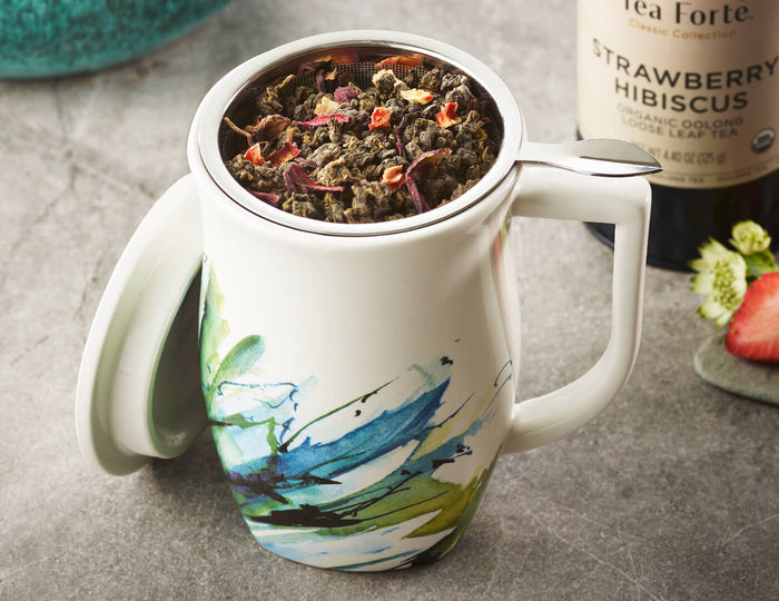 MAIN PDP | Fiore Steeping Cup and Infuser Blue Agave steeping loose tea